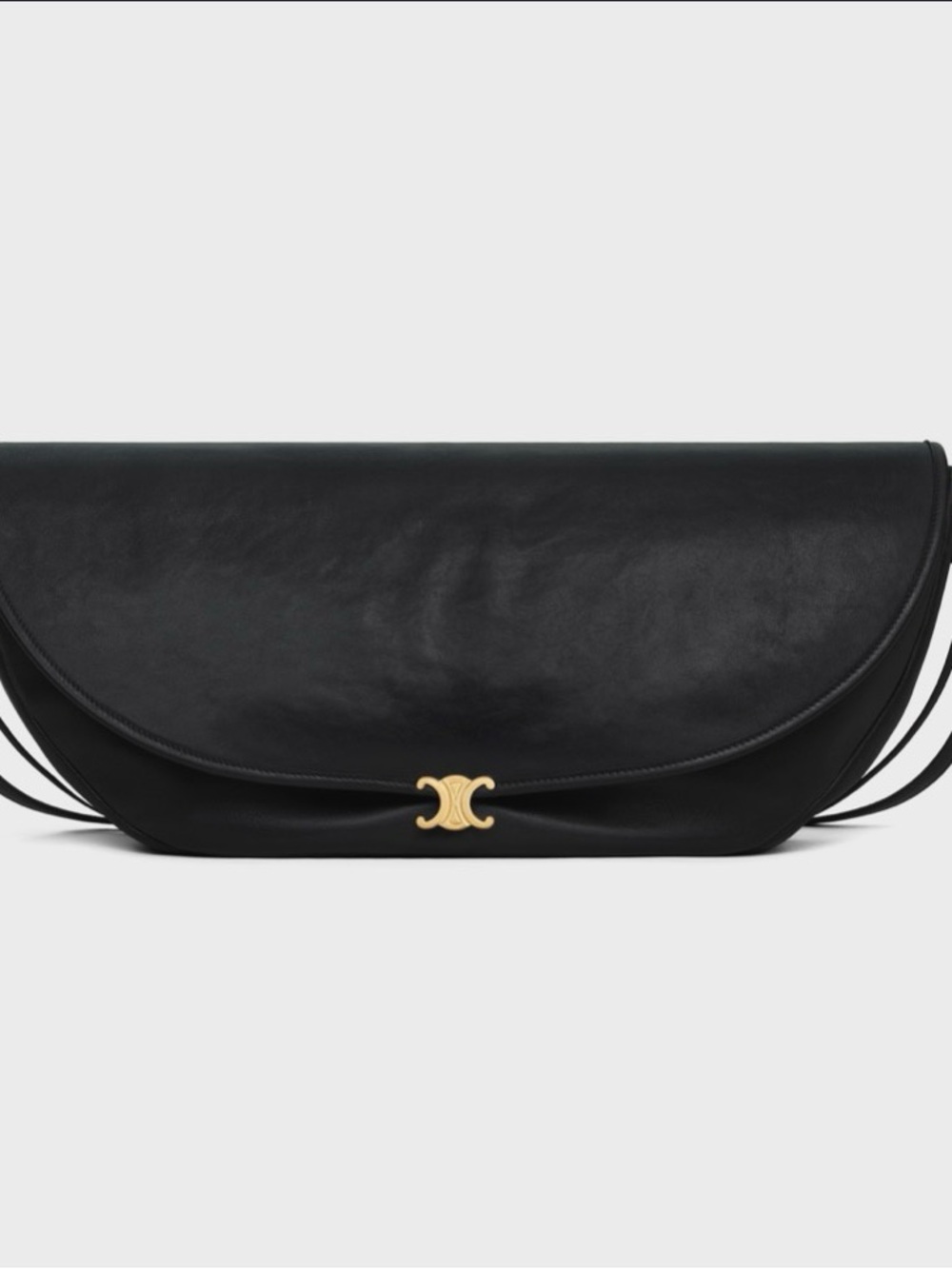 Celine Black Leather Half Moon Triomphe Shoulder Bag with Gold Clasp